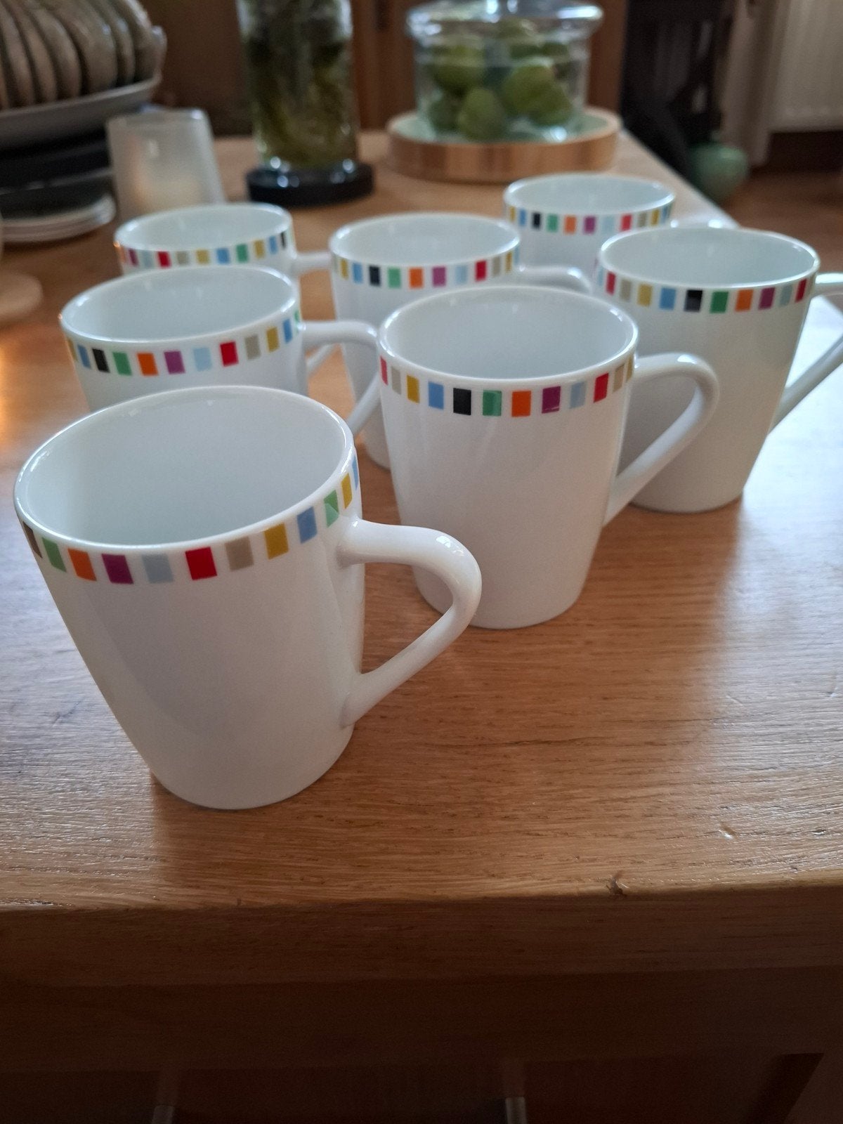 7 fleurige  Senseo mokjes van AH  samen voor, Ophalen of Verzenden, Zo goed als nieuw, Overige stijlen, Kop(pen) en/of Schotel(s)