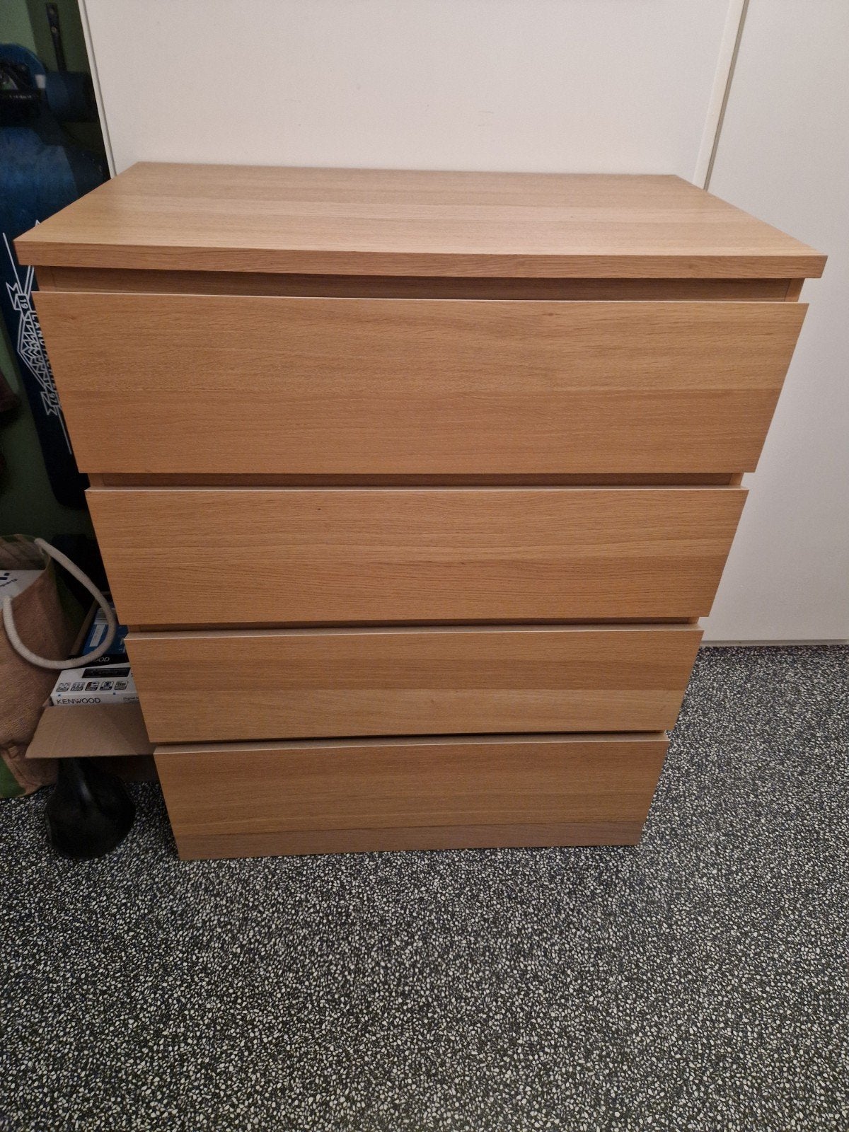IKEA MALM Ladekast -  licht bruin eiken kleur - 4 lades, Ophalen, 50 tot 100 cm, Zo goed als nieuw, 3 of 4 laden
