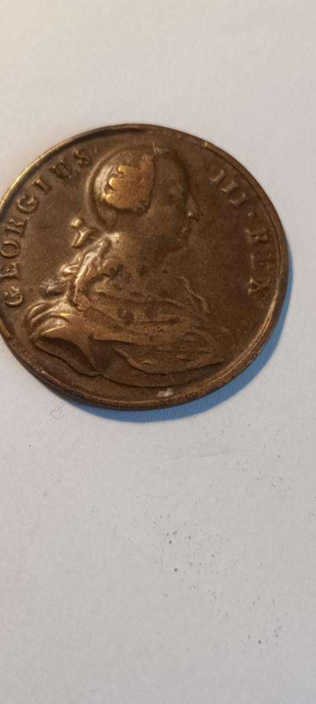 Oude Britse Munt George III - Liefde en Eenheid, Postzegels en Munten, Ophalen of Verzenden, Brons, Buitenland