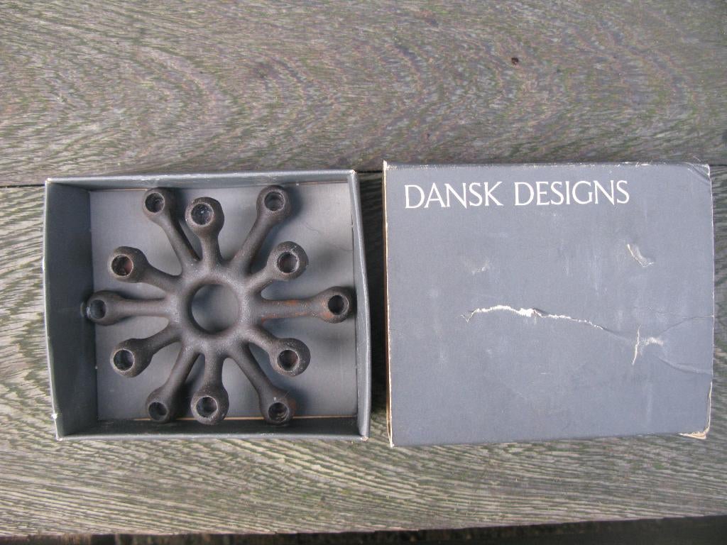 KANDELAAR "SPIDER" DEENS DESIGN 1950 MET DOOS, Huis en Inrichting, Woonaccessoires | Kandelaars en Kaarsen, Gebruikt, Zwart, Ophalen of Verzenden