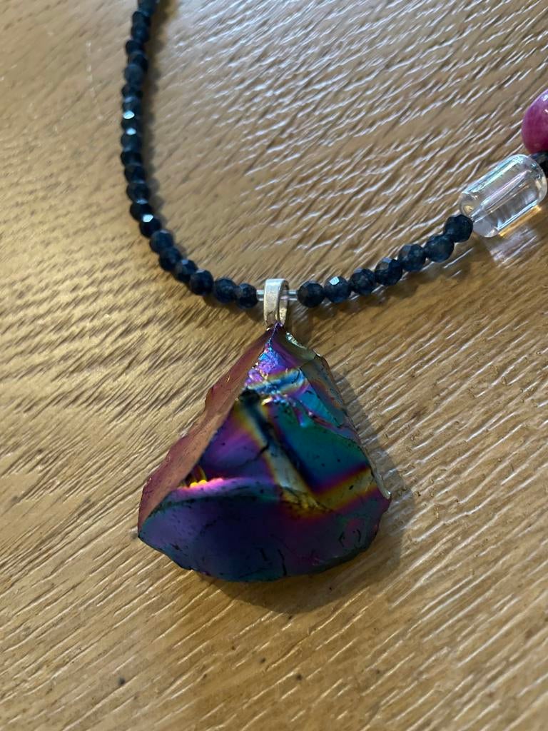 Titanium ketting, Sieraden, Tassen en Uiterlijk, Kettingen, Blauw, Nieuw, Ophalen of Verzenden, Steen of Mineraal