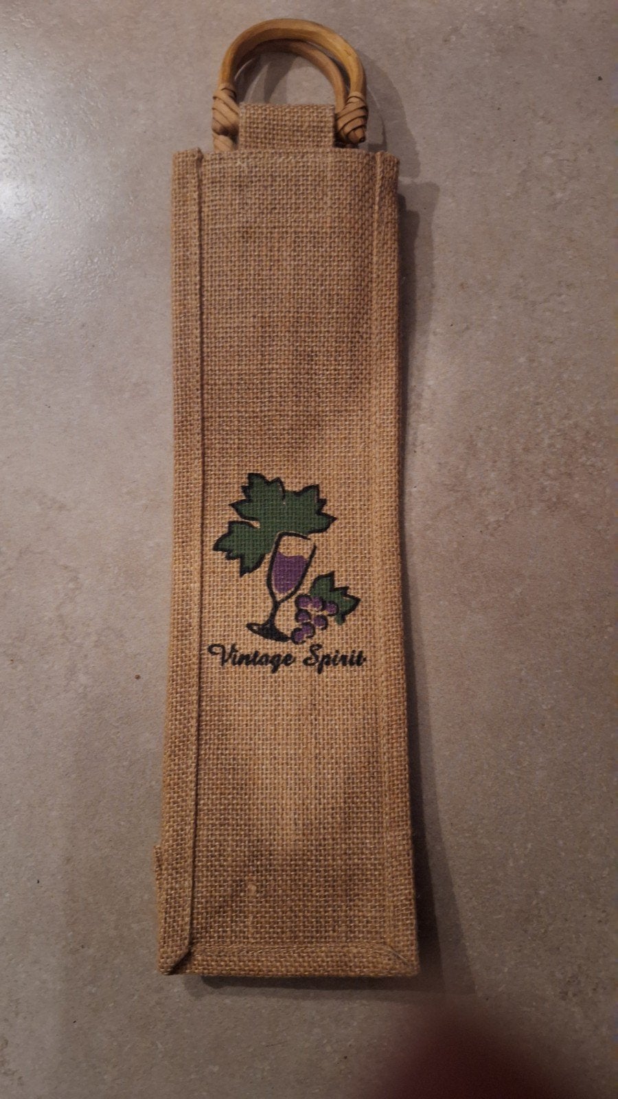 Jute Wijnzak met Houten Handvat - Vintage Spirit, Ophalen, Nieuw