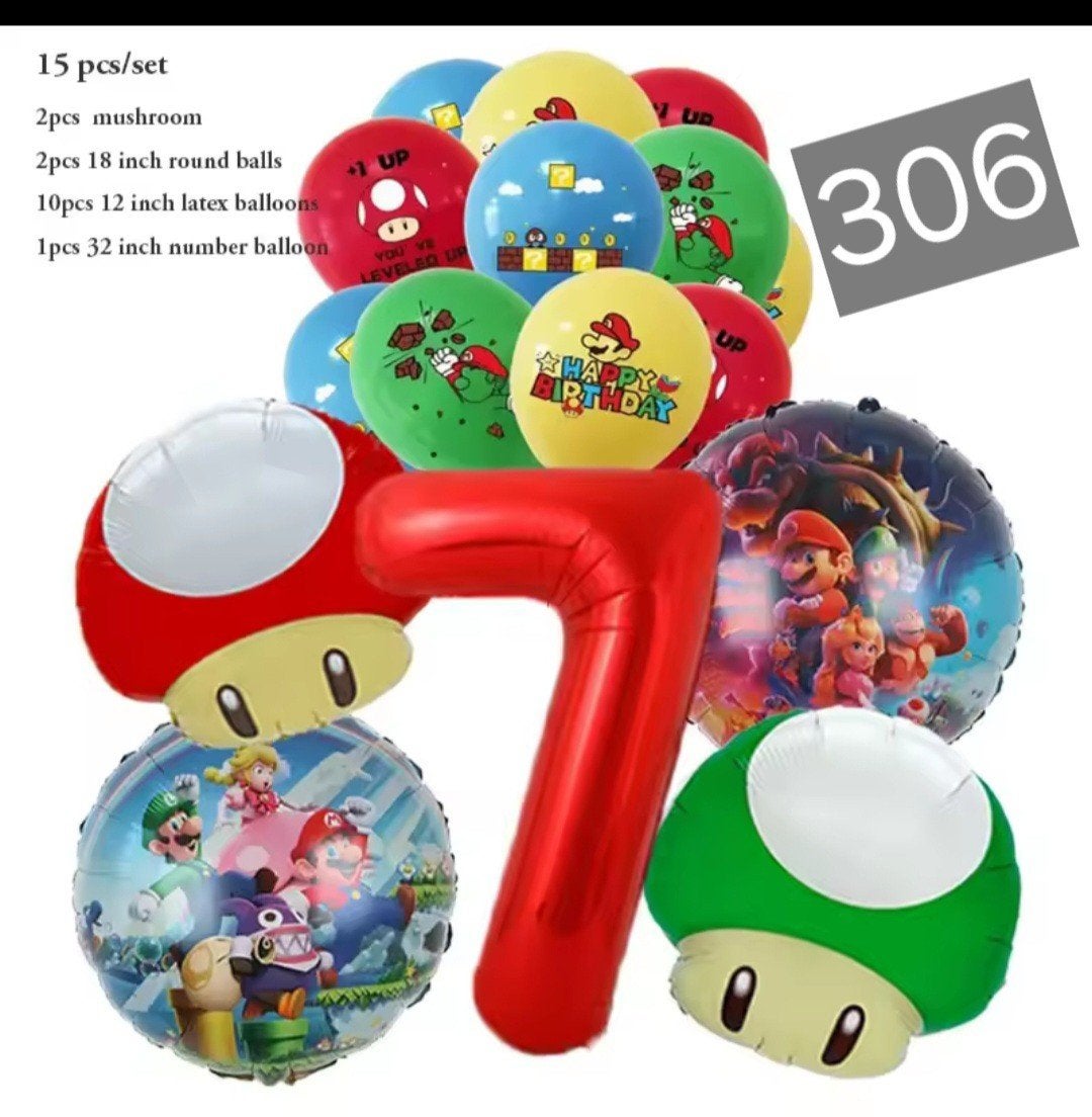 Nieuwe Super Mario Bros. Feestballonnen Set (15 stuks), Hobby en Vrije tijd, Ophalen, Nieuw, Versiering, Verjaardag
