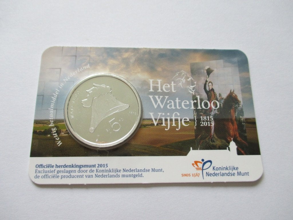Coincard het Waterloo vijfje 2015, Ophalen of Verzenden, Koningin Beatrix, Euro's, Setje