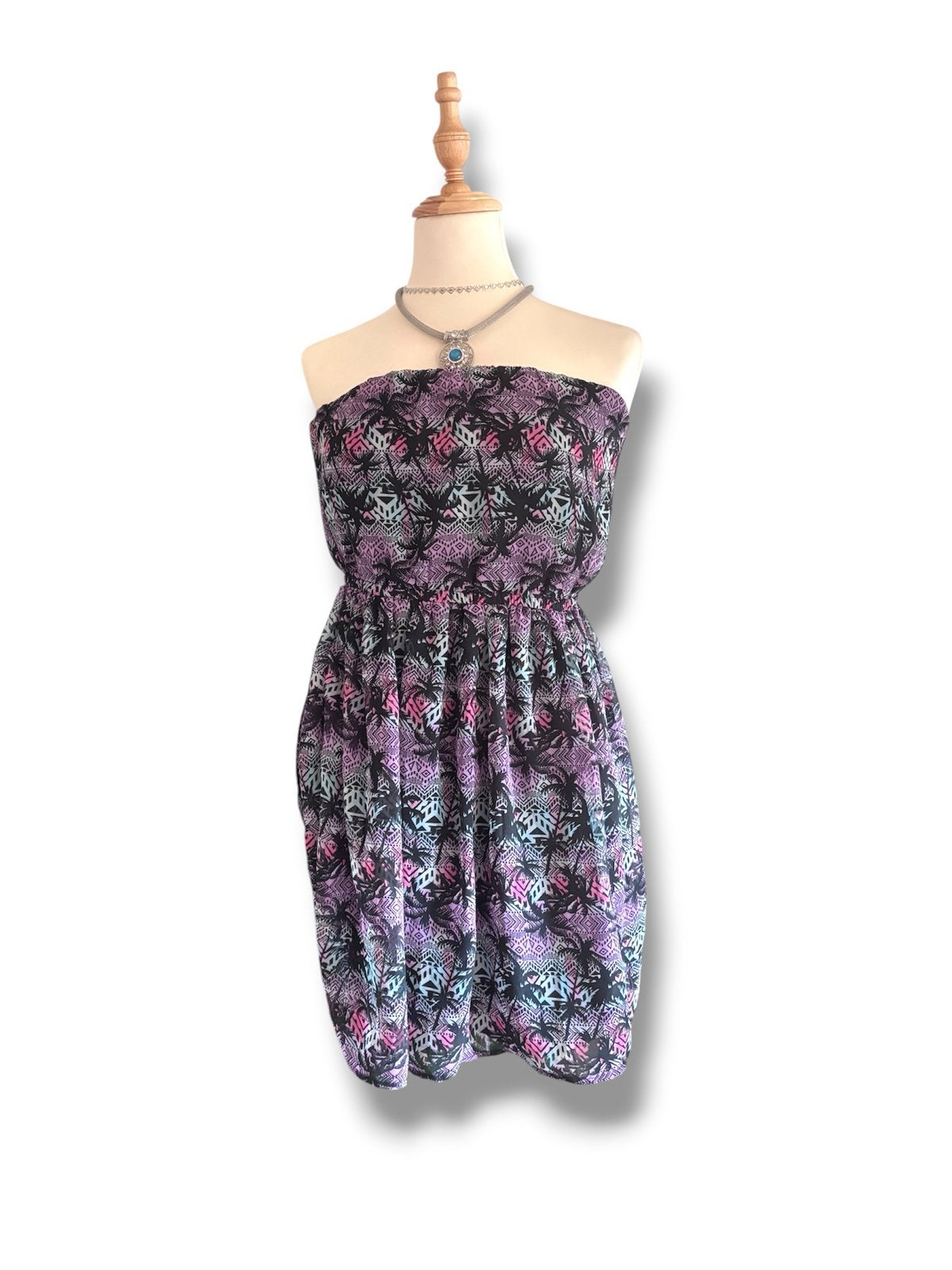 Jennyfer strapless jurk met palmboomprint, Kleding | Dames, Meerkleurig, Ophalen of Verzenden, Maat 36 (S), Gedragen