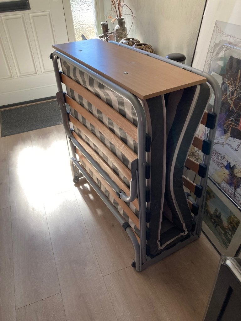 Opklapbaar vouwbed, logeerbed bed, Ophalen, Gebruikt, 190 cm of minder, 80 cm