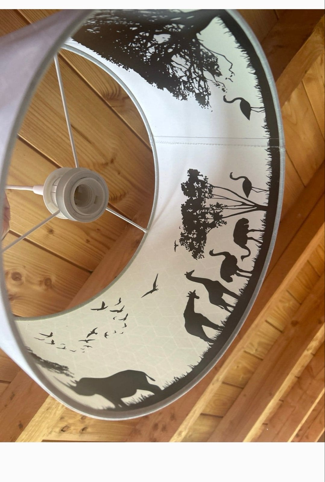 Leuke kinderlamp met dierenprint - Safari thema, Ophalen of Verzenden, Gebruikt, Textiel, E27 (groot)
