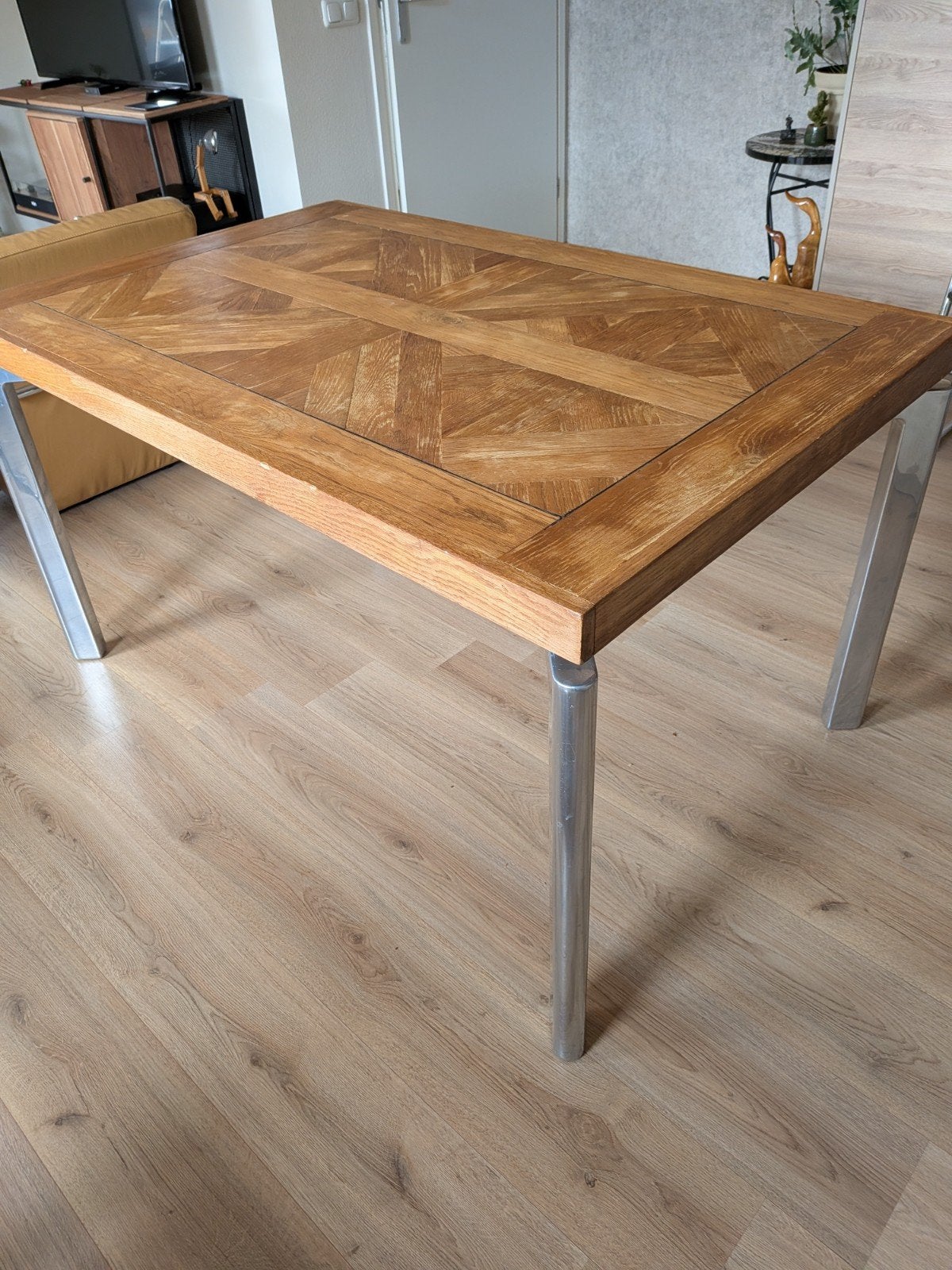 Eetkamertafel met Leolux poten 90x140, Huis en Inrichting, Tafels | Eettafels, Ophalen, 100 tot 150 cm, Eikenhout, 50 tot 100 cm