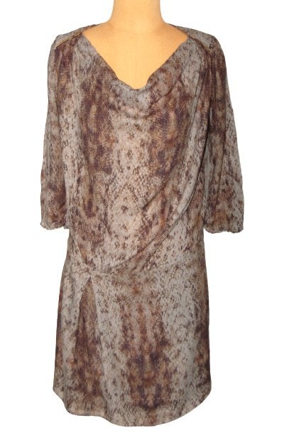 IKKS zijde-viscose jurk, jurkje, snakeprint, Mt. 40 / M, Maat 38/40 (M), Overige kleuren, Ophalen of Verzenden, Zo goed als nieuw