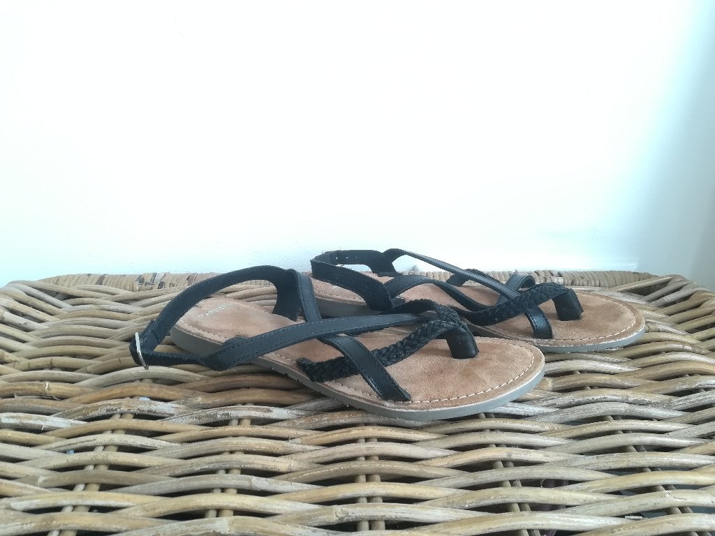 Manfield Sandalen Leer Zwart maat 39, Zwart, Nieuw, Manfield, Sandalen of Muiltjes