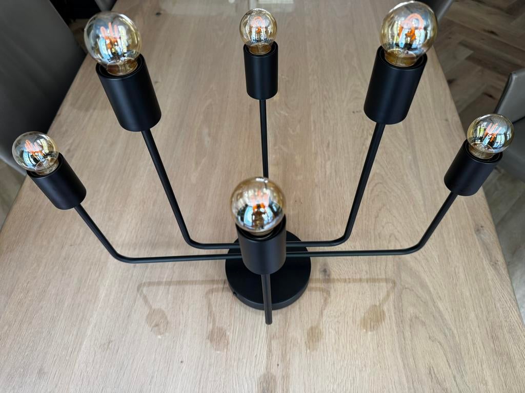 Ledvance plafond lamp mat zwart armatuur met lichtbolletjrs, Ophalen of Verzenden, Zo goed als nieuw, Glas