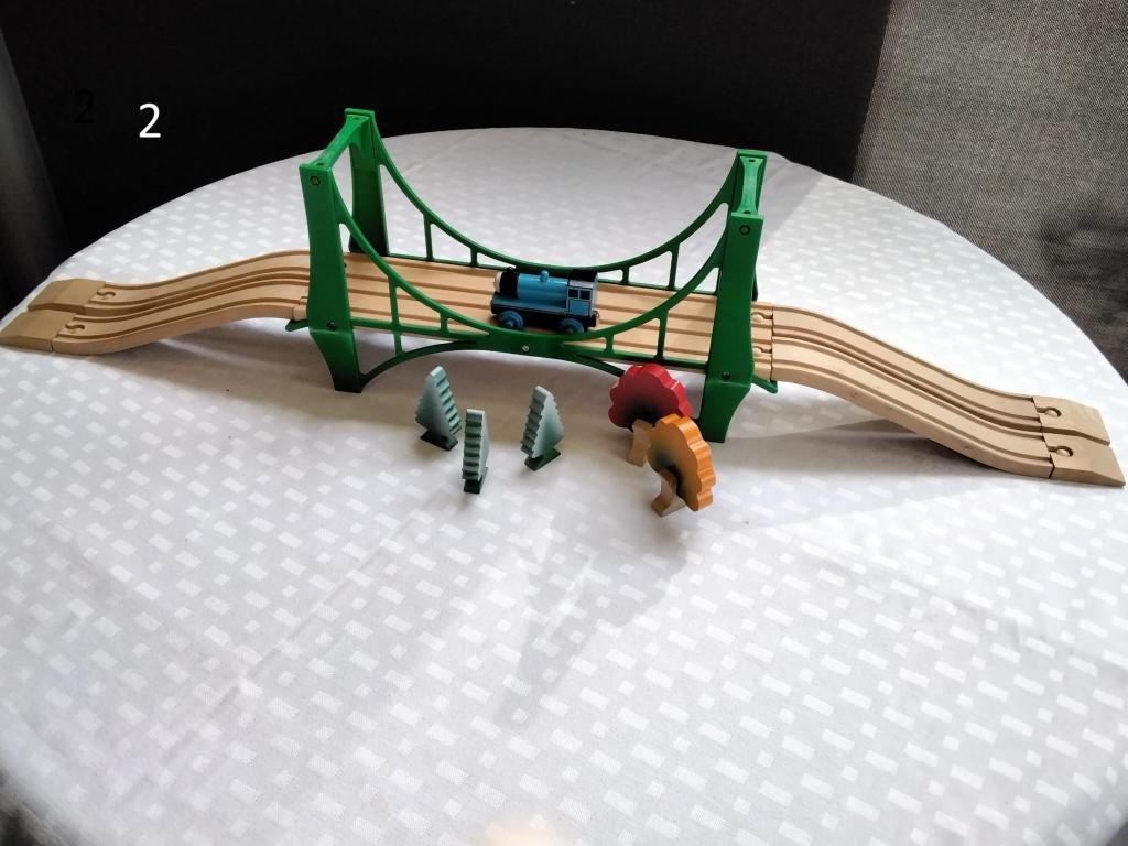 Houten treinbaan brug, Kinderen en Baby's, Speelgoed | Houten speelgoed, Ophalen, Gebruikt, Duw- of Trekspeelgoed