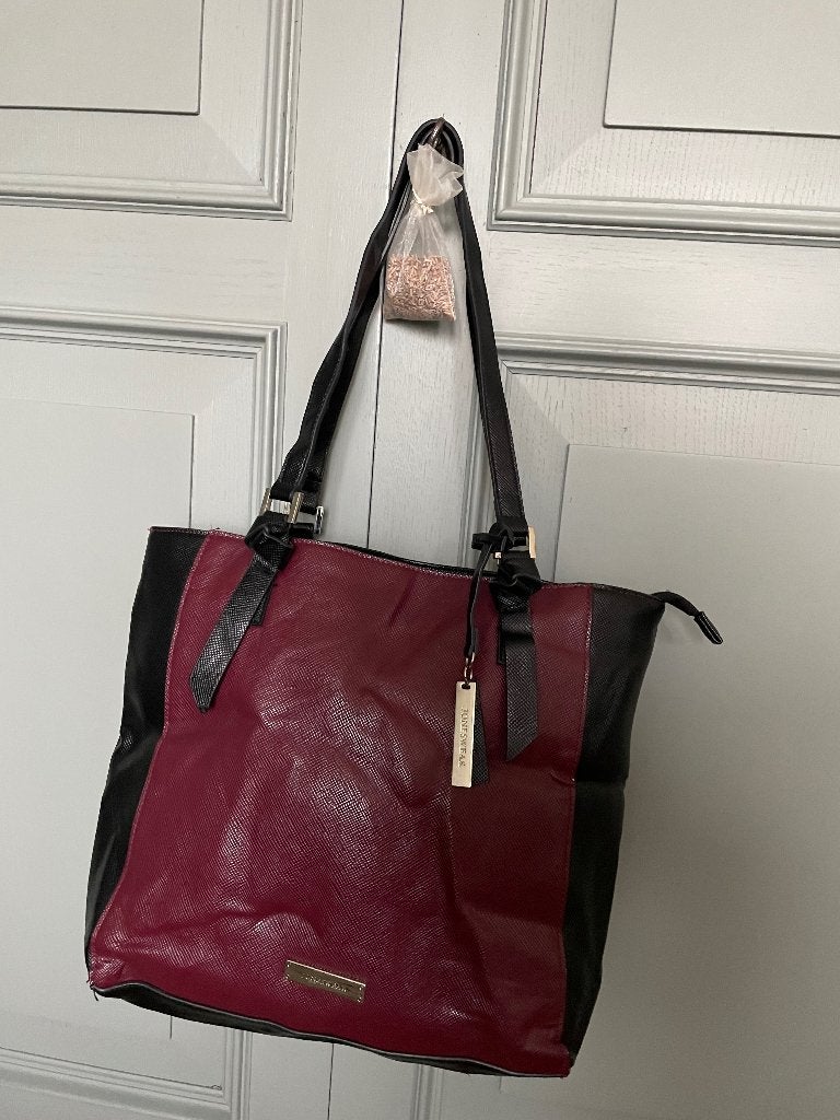 Joneswear Schoudertas – Burgundy & Black – Tas‑005, Sieraden, Tassen en Uiterlijk, Tassen | Damestassen, Verzenden, Zo goed als nieuw