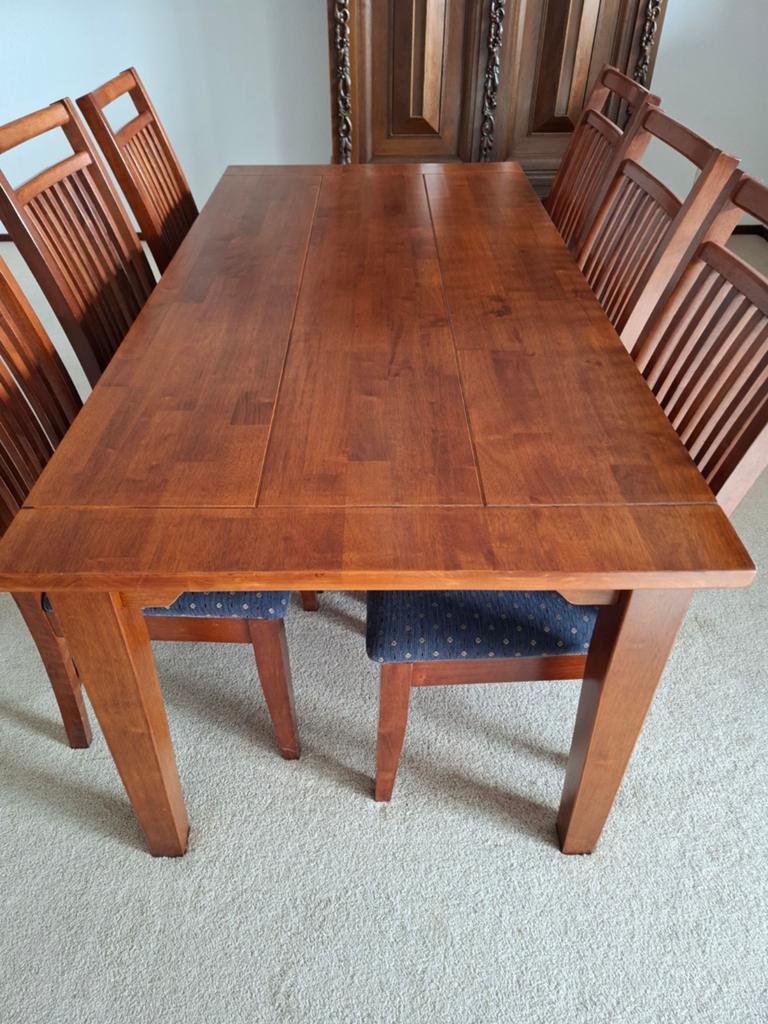 Kersenhouten eettafel met 6 stoelen, Ophalen, Gebruikt, 50 tot 100 cm, Vijf personen of meer