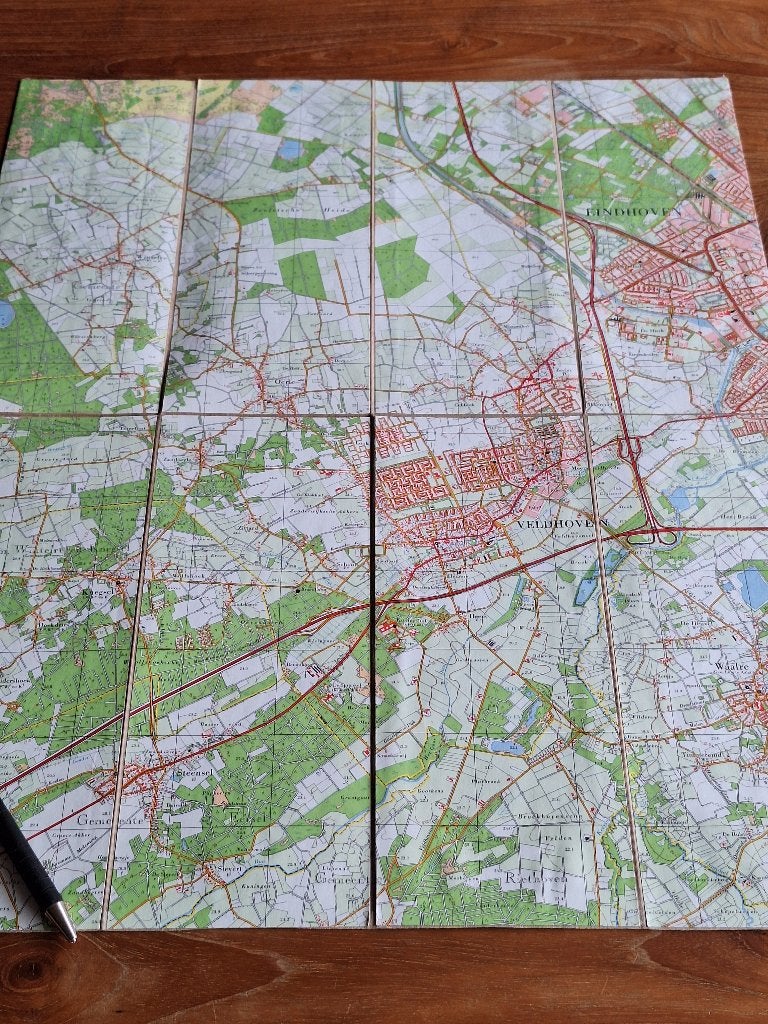Prachtige originele stafkaart op linnen van veldhoven, Ophalen of Verzenden, Tweede Wereldoorlog, Gelezen, Overige onderwerpen
