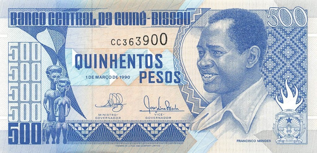 Guinea-Bissau 500 Pesos 1990 Unc pn 12, Ophalen of Verzenden, Overige landen, Los biljet
