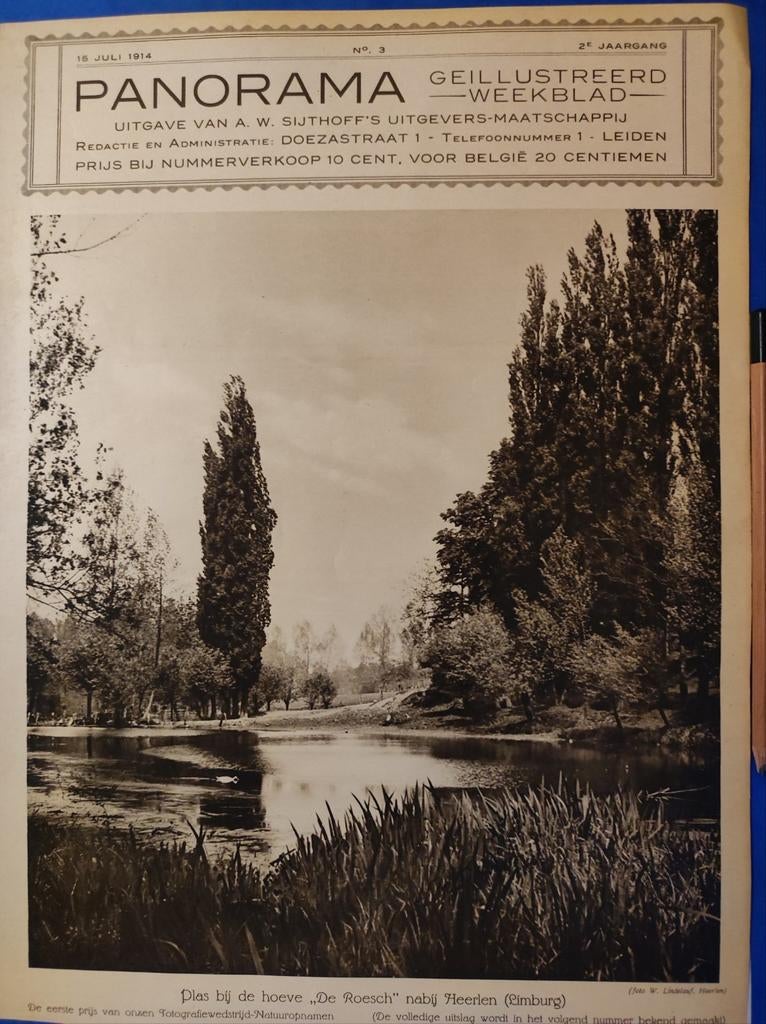 Plas bij Hoeve de Roesch, Heerlen omgeving 1914, Ophalen of Verzenden, Gelezen