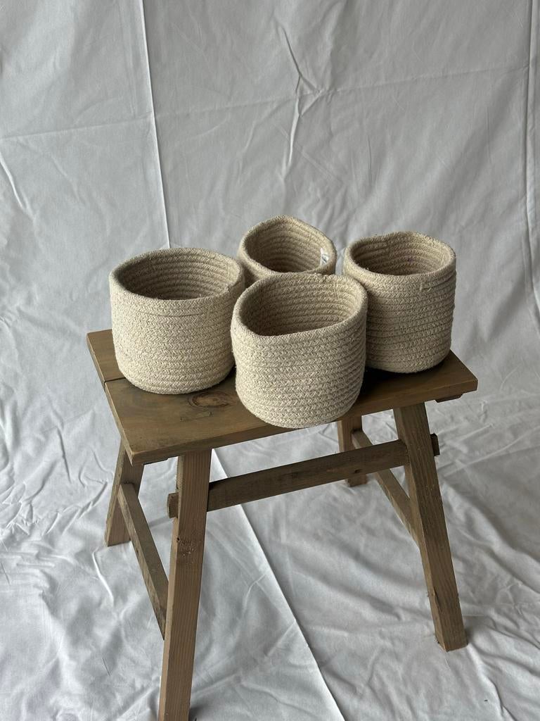4x Jute Opbergmandjes, Mand, Rond, Ophalen of Verzenden, Zo goed als nieuw
