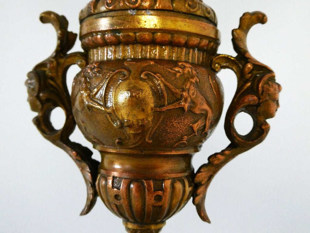 5 Armige barok kandelaar goudverguld kaarsendover minerva, Ophalen of Verzenden, Koper of Brons