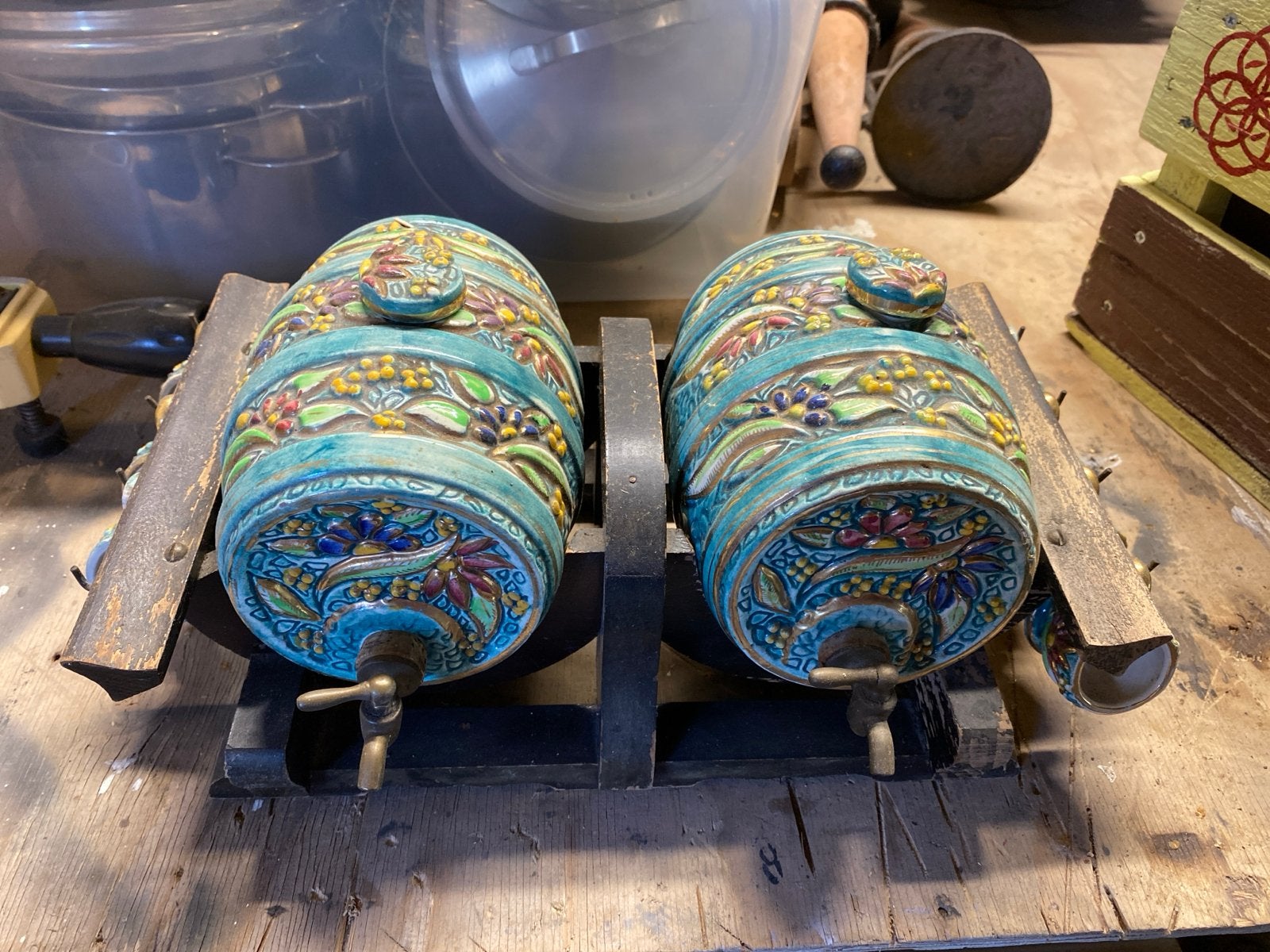 Vintage Keramische Drankvaten met Kraantjes en Kopjes, Antiek en Kunst, Ophalen