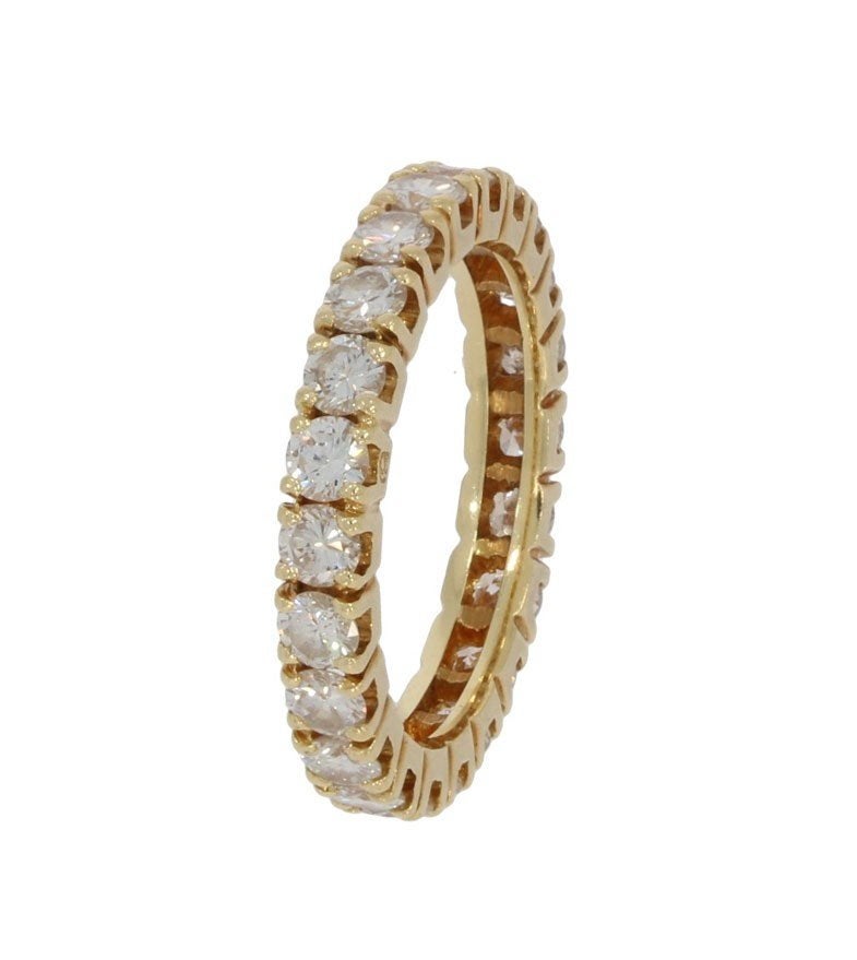 22 diamanten 18k gouden luxe alliance rij ring dame briljant, Sieraden, Tassen en Uiterlijk, Voordeelsieraden, Ophalen of Verzenden