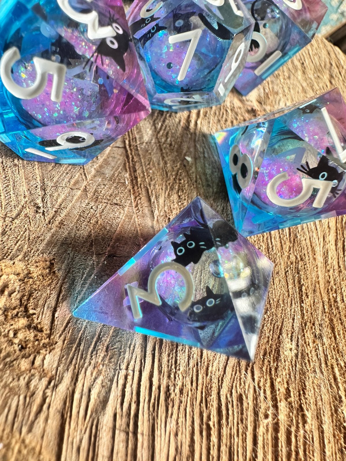DND dice / Cats / roze- blauw / liquid / RPG / D&D / nieuw, Ophalen of Verzenden, Nieuw