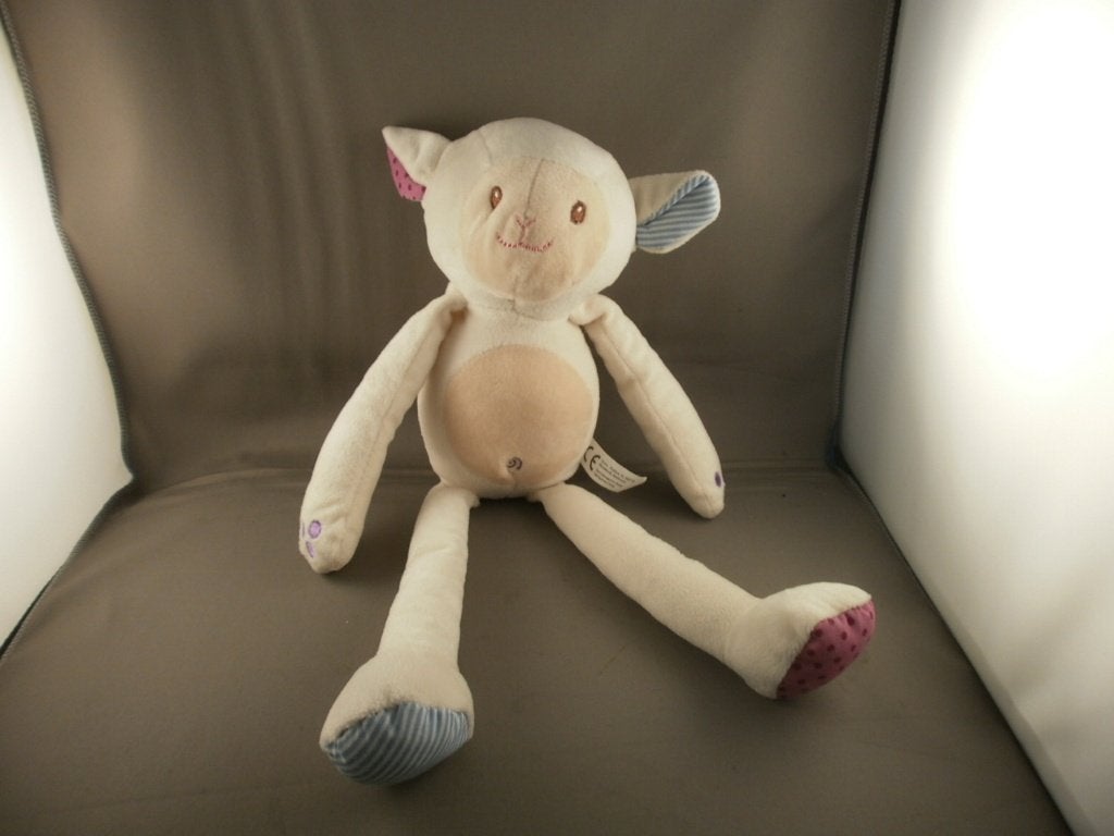 Evora schaap slungel poten crème beige 1 oor gestreept blauw, Overige merken, Overige karakters, Overige typen, Nieuw