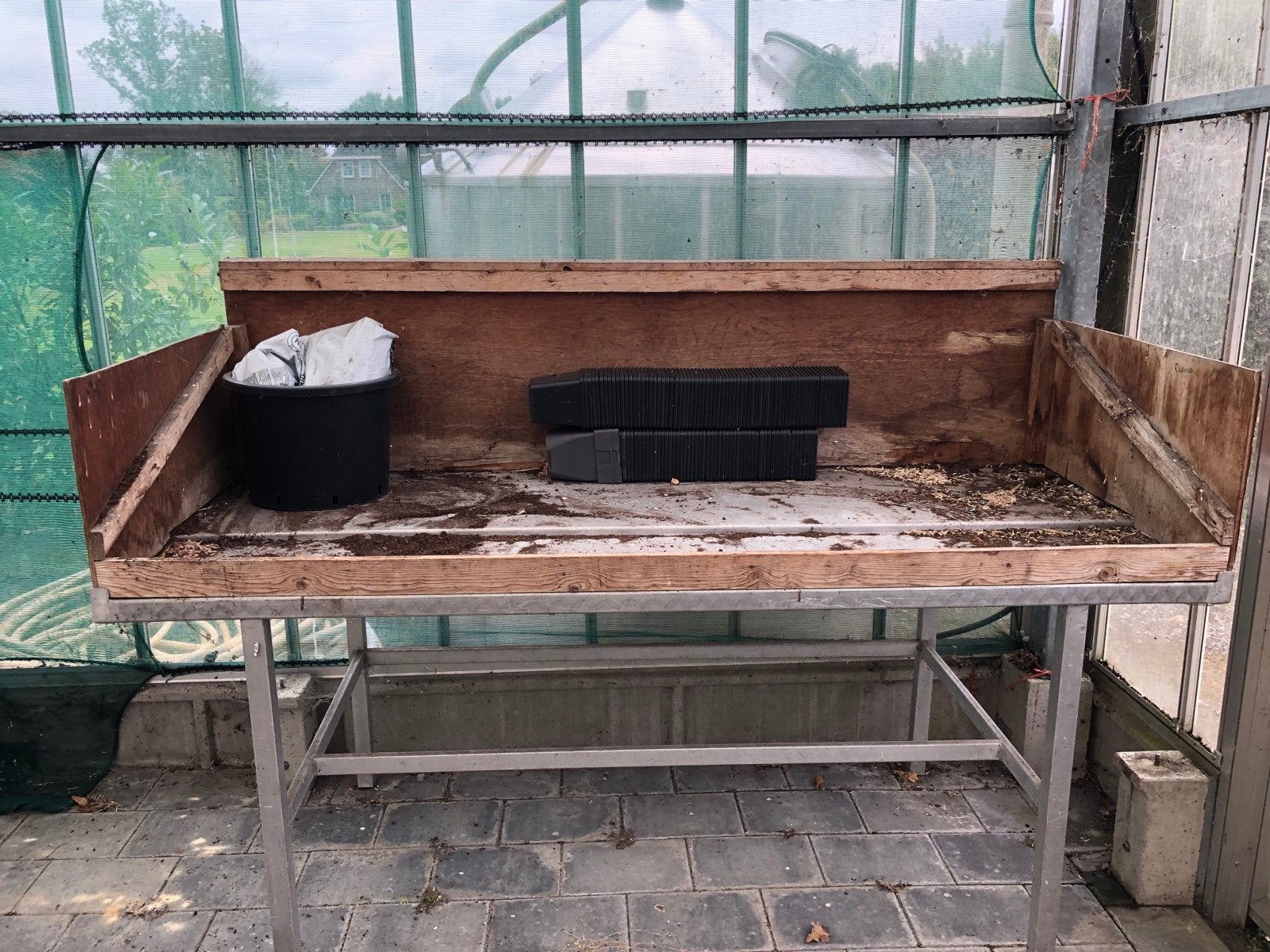 Robuuste werkbank/oppottafel voor kas of tuin, Tuin en Terras, Ophalen, Overige materialen, Gebruikt, Aluminium