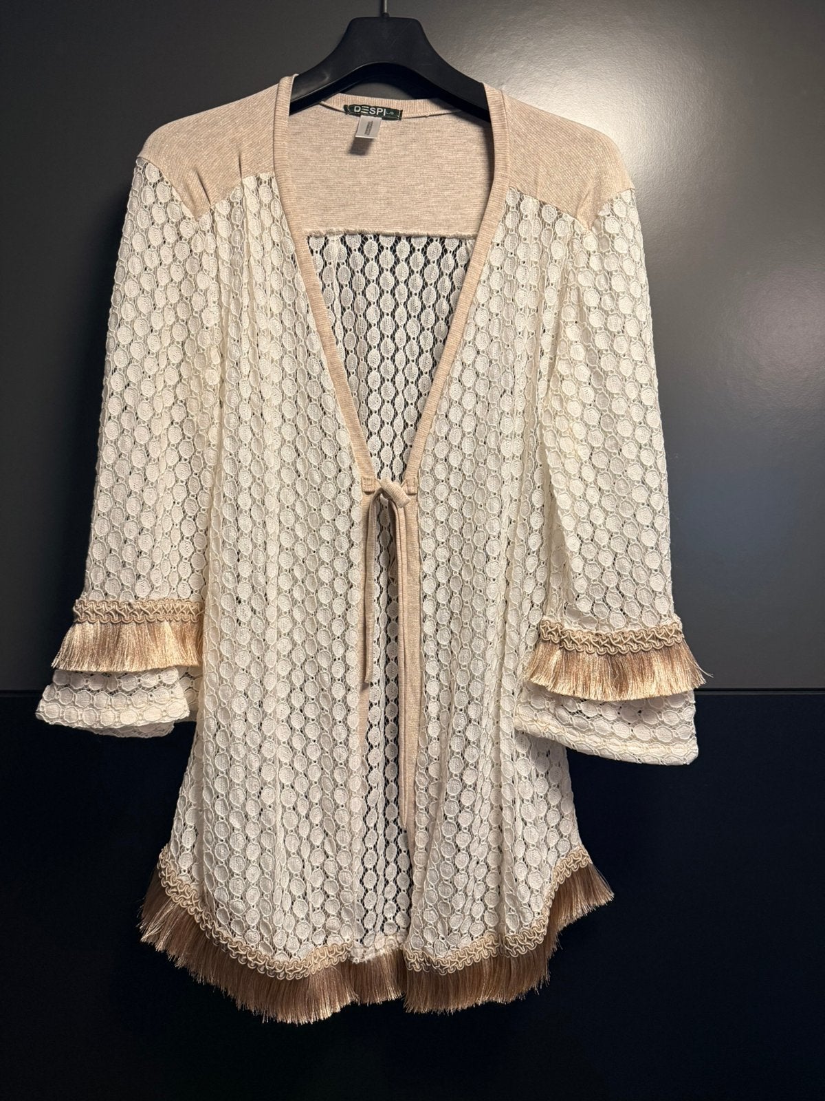 Boho despi kimono kant met kwastjes maat L, Ophalen of Verzenden, Zo goed als nieuw