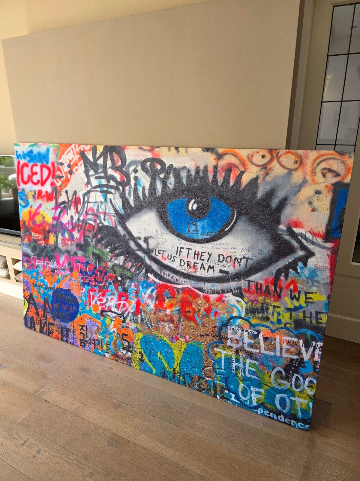 Groot Graffiti Schilderij met Oog - Modern Kunstwerk, Ophalen