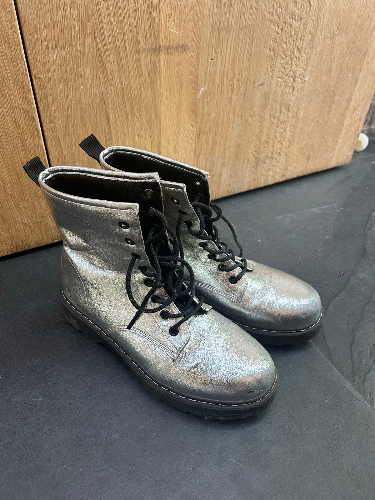Zilverkleurige Bluebox veterlaarzen, Kleding | Dames, Schoenen, Ophalen of Verzenden, Gedragen, Overige kleuren, Lage of Enkellaarzen