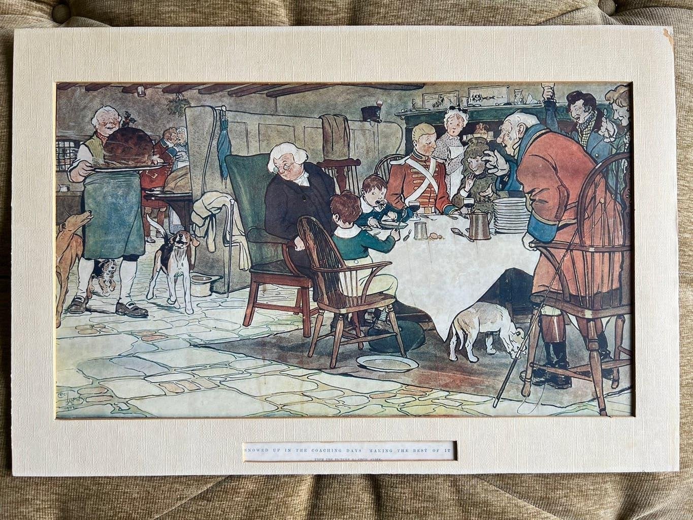 Antieke Litho / Prent Cecil Aldin C.A 1902., Origineel, Ophalen of Verzenden, Portret en Figuren, Zeefdruk