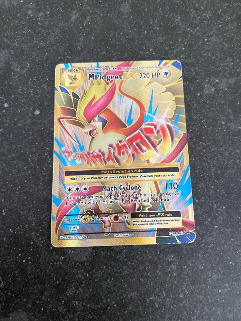 Pokémon M Pidgeot EX 220 HP Kaart, Ophalen of Verzenden, Gebruikt, Losse kaart, Foil