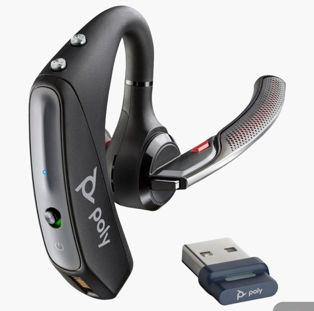 Poly Voyager 5200 UC Bluetooth Headset met Oplaadcase, Audio, Tv en Foto, Koptelefoons, Ophalen, Zo goed als nieuw, On-ear, Draadloos
