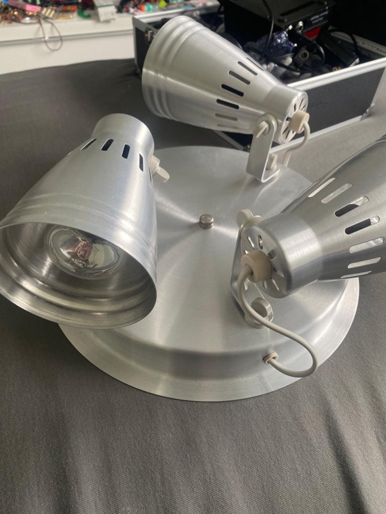 IKEA Plafondspot 3-lichts, geborsteld aluminium, Ophalen, Halogeen, Gebruikt, Metaal of Aluminium