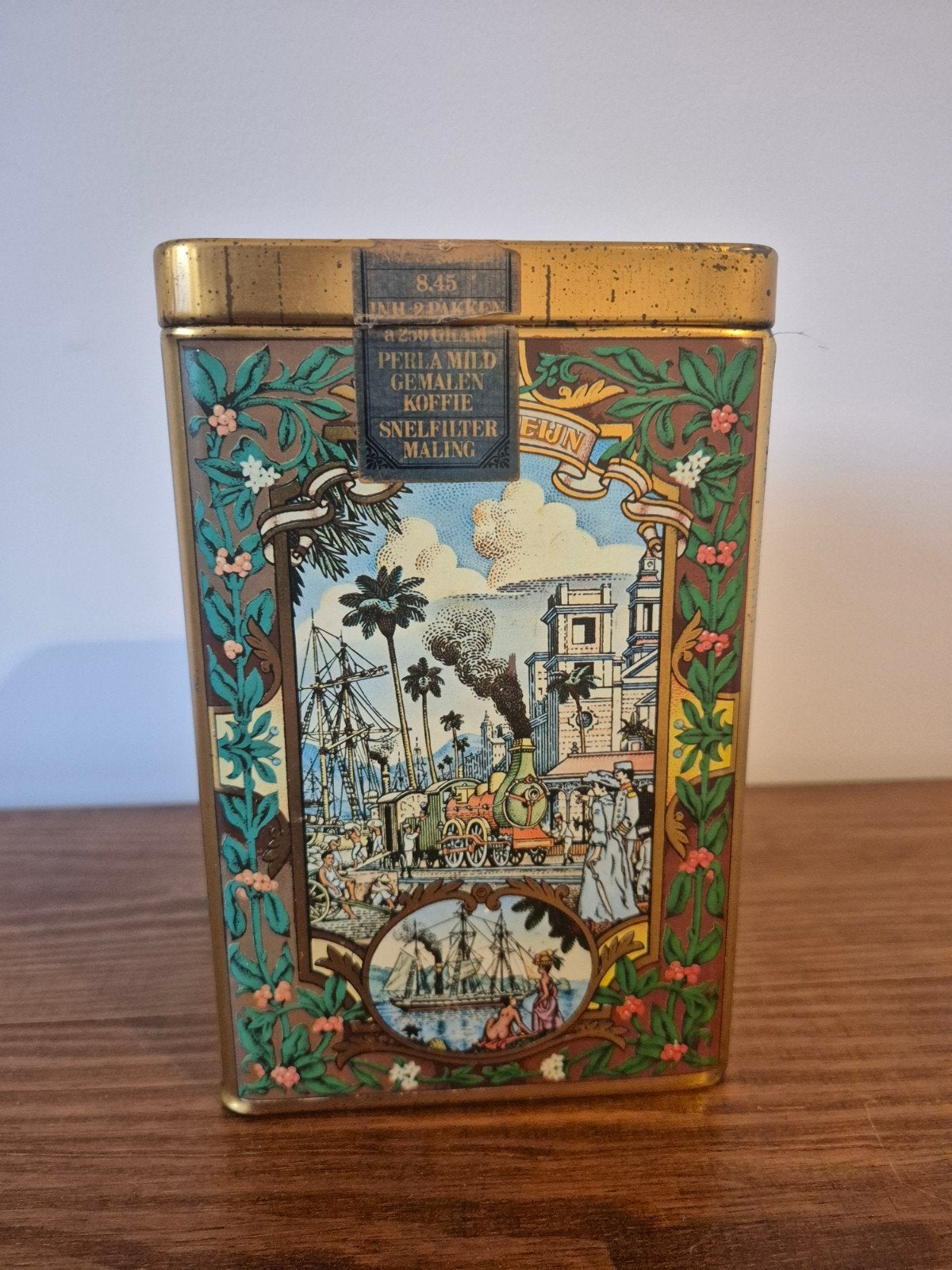 Vintage Albert Heijn koffieblik - Perla Mild Gemalen Koffie, Ophalen of Verzenden