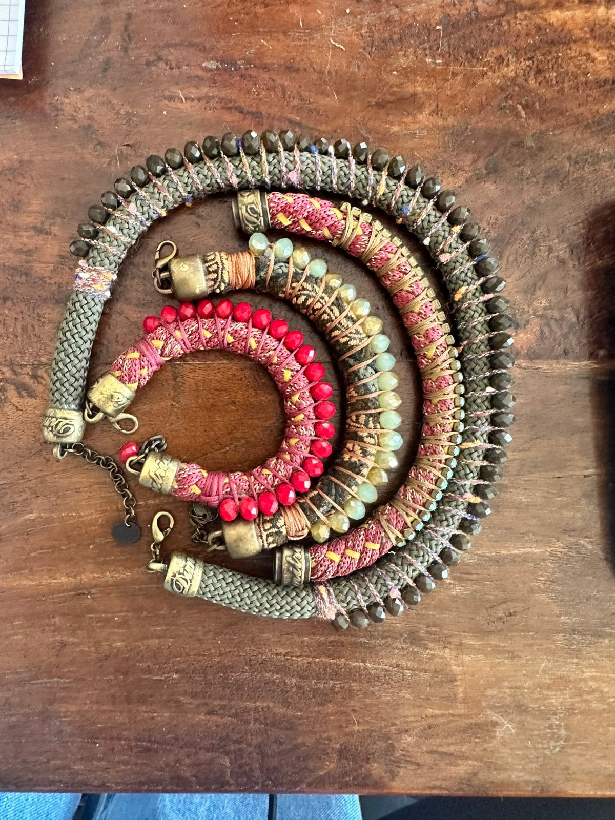 Boho armbanden en ketting, Ophalen, Zo goed als nieuw, Overige kleuren, Overige materialen