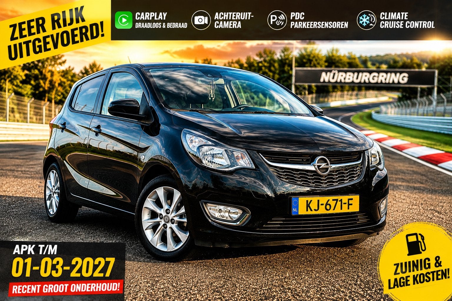 Opel Karl | 4x Electrische Ramen | CarPlay | Camera | PDC, Auto's, Voorwielaandrijving, 74 pk, Zwart, Leder en Stof
