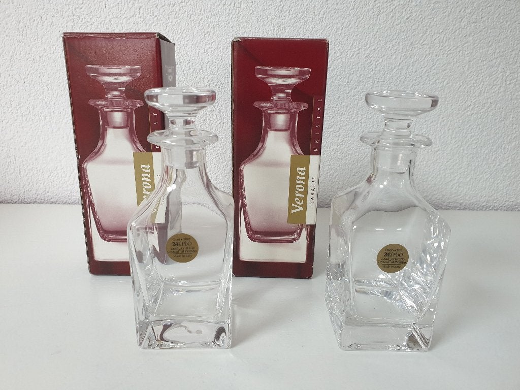 2 stuks Verona Kristal Karafje 15 cl  (Nieuw), Antiek en Kunst, Antiek | Glas en Kristal, Ophalen of Verzenden