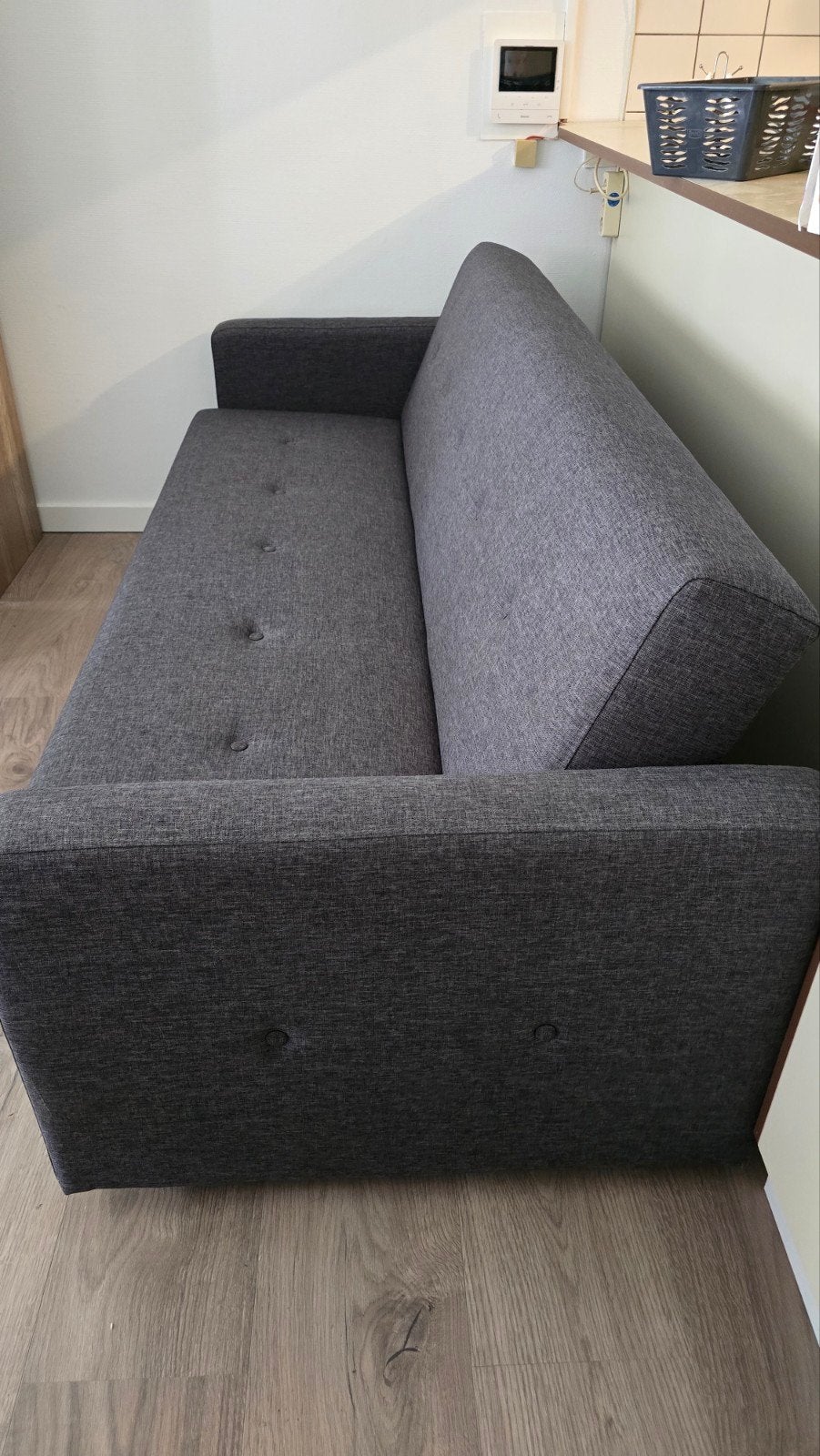 Grijze slaapbank met opbergruimte, Huis en Inrichting, Slaapkamer | Slaapbanken, Zo goed als nieuw, Overige maten, 190 cm of minder