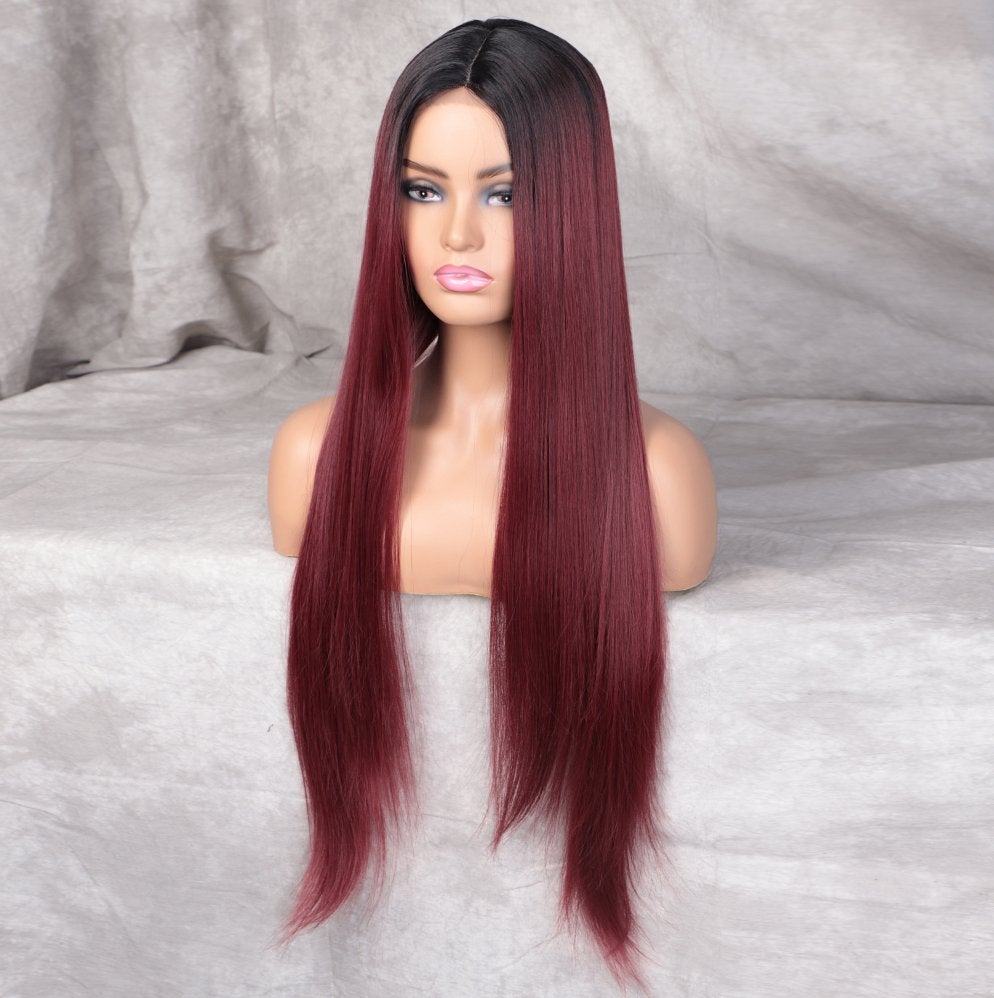 Rode Lange Steile Pruik Rood Haar Haren Dames Vrouwen Ombre, Verzenden, Nieuw, Pruik of Haarverlenging