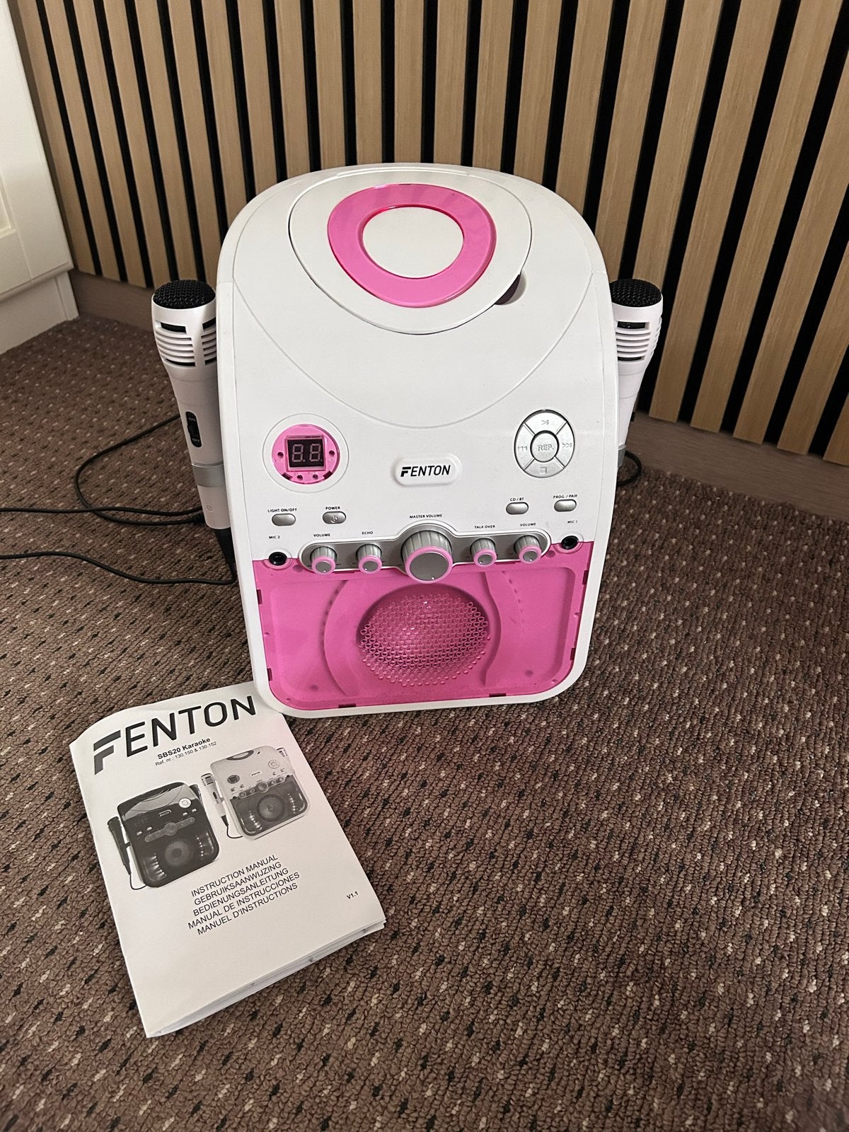Fenton SBS20W Karaoke Set met Microfoons en Lichteffecten, Ophalen of Verzenden, Zo goed als nieuw, Complete set