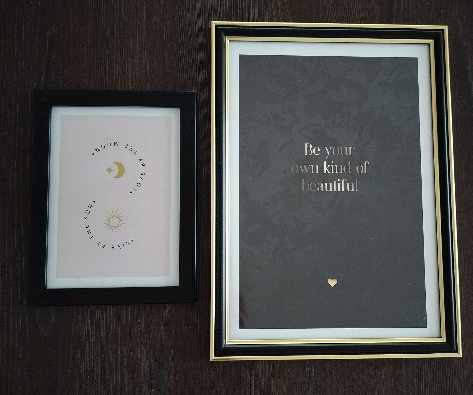 Set van 2 fotolijsten - Zwart/Goud & Zwart, Ophalen, Met glas, Nieuw, Standaard fotolijst