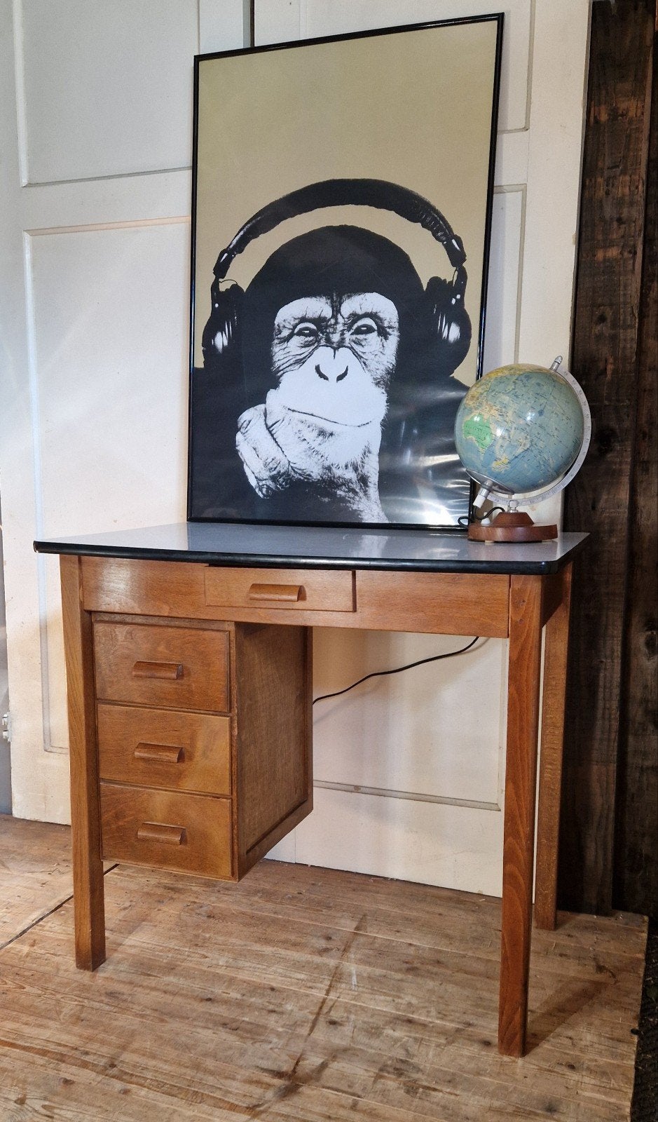 vintage bureau met verschuifbaar ladeblok/ hoogte 75 cm, Ophalen, Huis en Inrichting