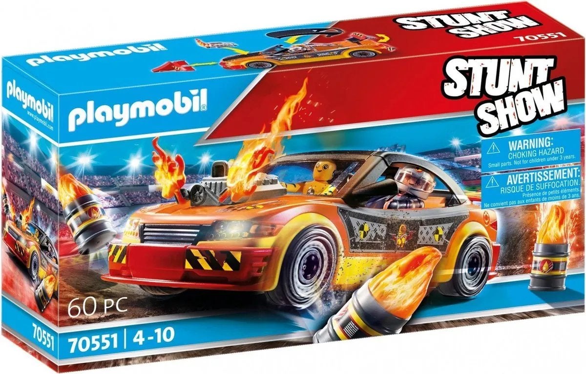 Playmobil stuntauto incl doos en boekje, Complete set, Voertuig, Ophalen of Verzenden, Zo goed als nieuw