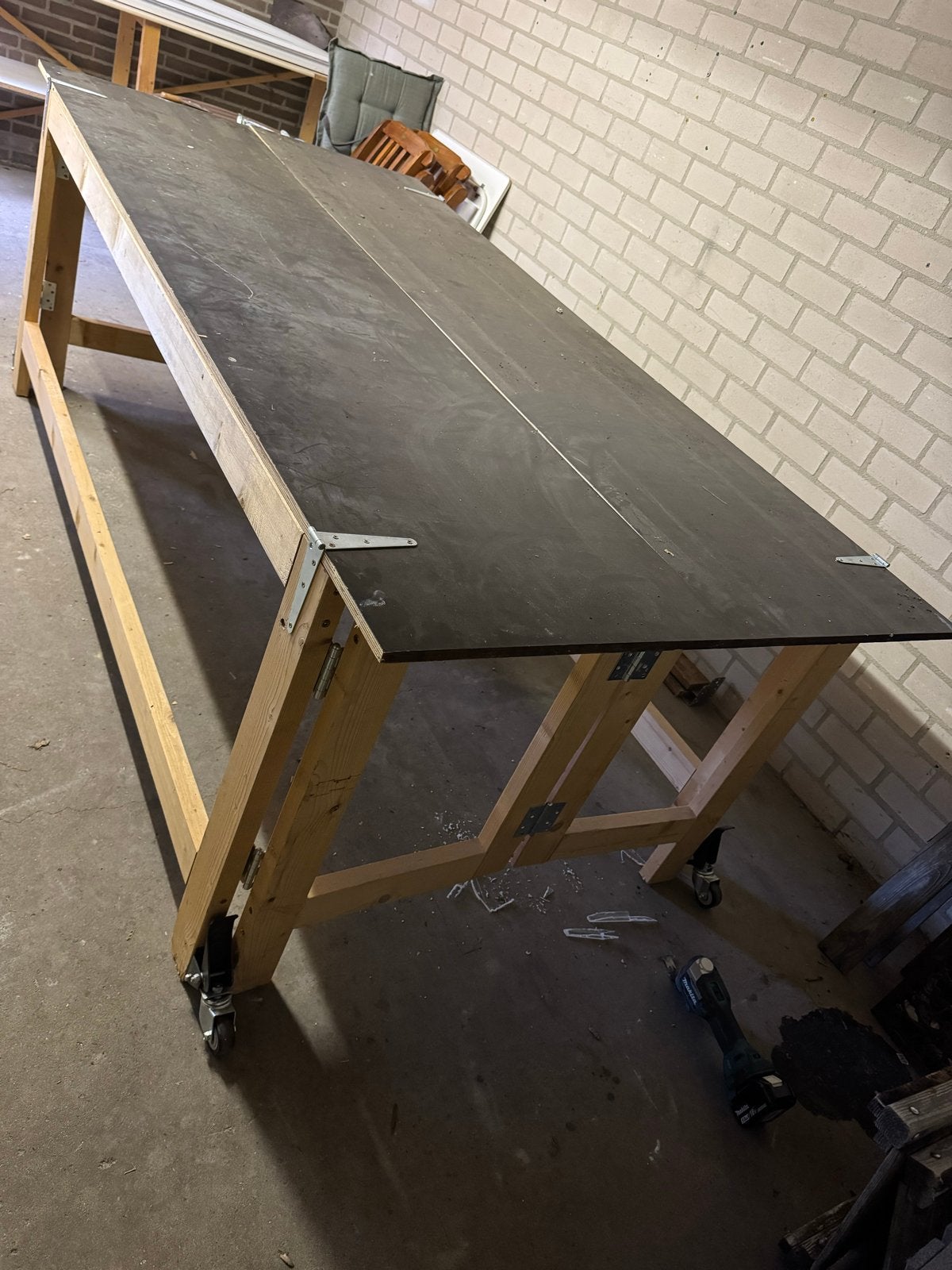 Opvouwbare werktafel 90x250x122cm, eigenhuis en tuin ontwerp, Doe-het-zelf en Verbouw, Ophalen, Gebruikt, 120 tot 170 cm, Inklapbaar