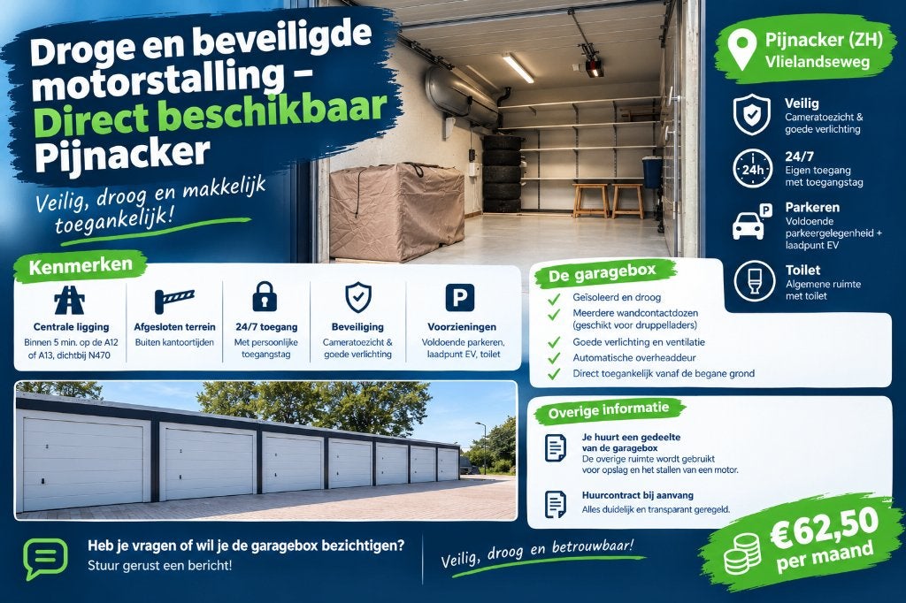 Droge en beveiligde motorstalling – Pijnacker, Ophalen, Zo goed als nieuw