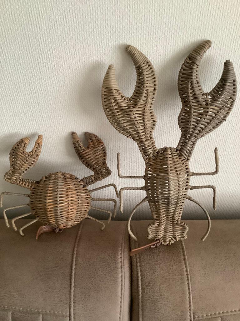 Riviera Maison krab  en kreeft rattan ( set ), Ophalen, Zo goed als nieuw