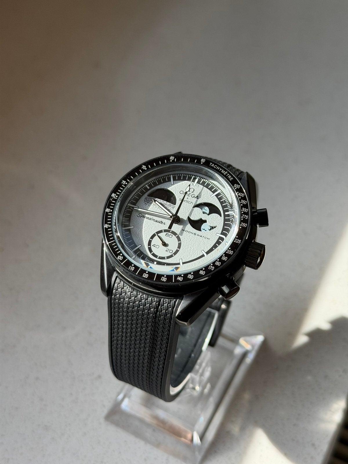 Omega x Swatch Mission to Earthphase – Black Metal Case Mod, Ophalen of Verzenden, Zo goed als nieuw, Kunststof, Casio