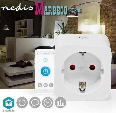 SmartLife Wi-Fi Smart Stekker, Stopcontact, Power monitor, Nedis SmartLife, 60 watt of meer, Overige typen, Nieuw